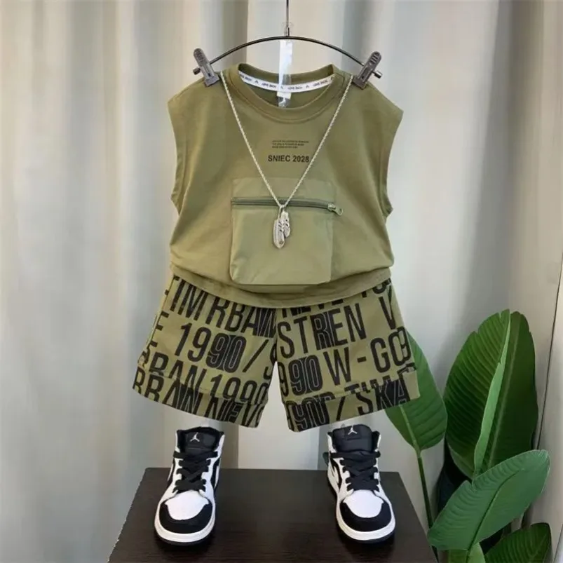 

High-Quality Baby Boys Cotton T-Shirts + Handsome Shorts 2-Piece Sets Kids Clothes Vest Suits 2025 Tank Top Sleeveless Outfits