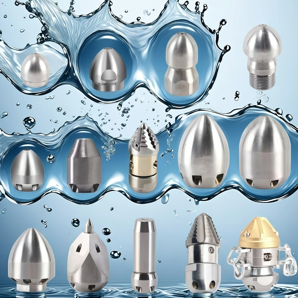 

1/2 1/4 3/8 M22 Inch Pressure Washer Sewer Jetter Nozzle Pipe Cleaning Tool Stainless Steel Nozzle Hose Nozzle Flow rate 40L/Min