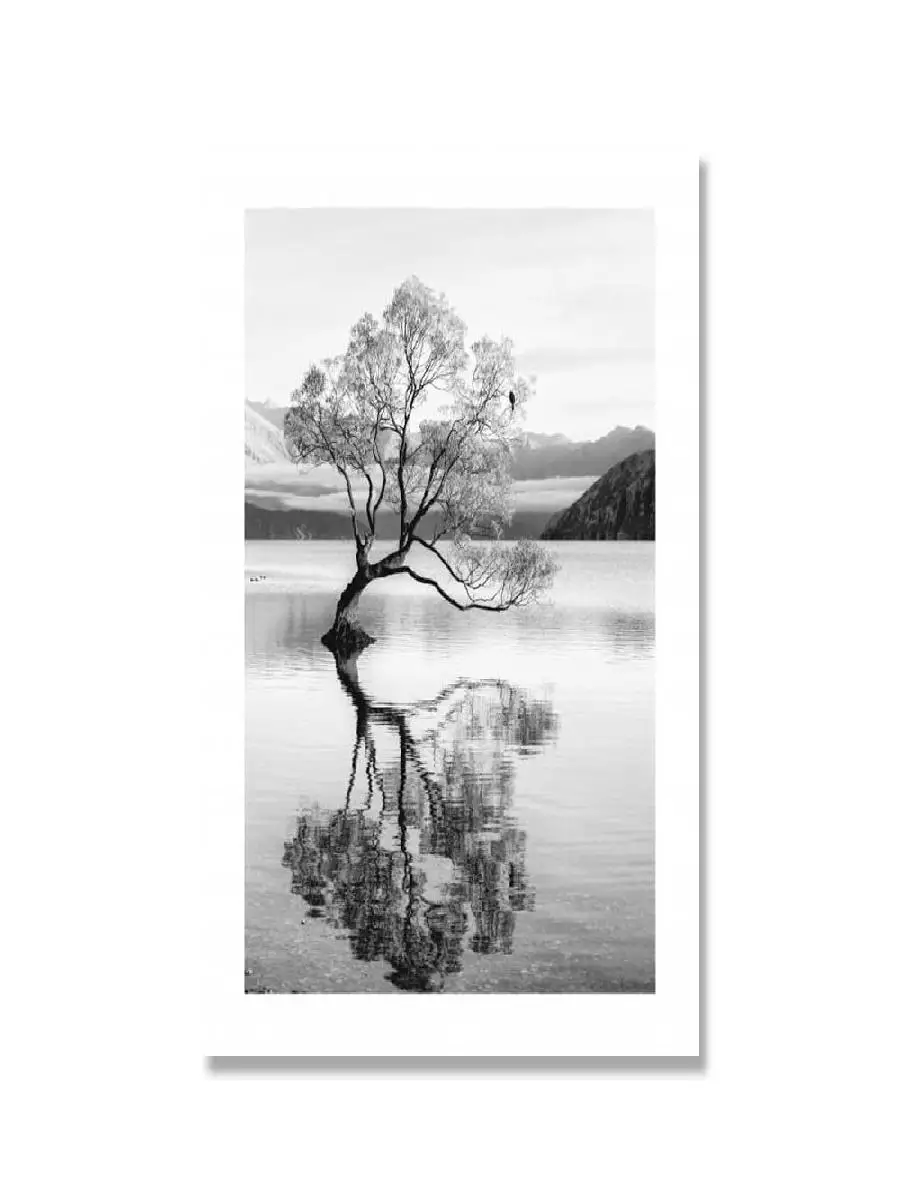 Modern Scandinavian Black White Lion and Tree Landscape Canvas Art Nordic Style Home Decor Wall Poster