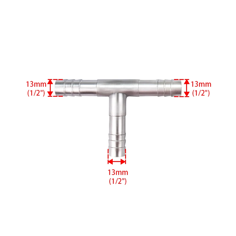 #6 #8 #10 #12 Aluminum 3 Way Fitting Tee A/C Hose Barb Splice Pipe Fittings 3/8 1/2 5/8 3/4