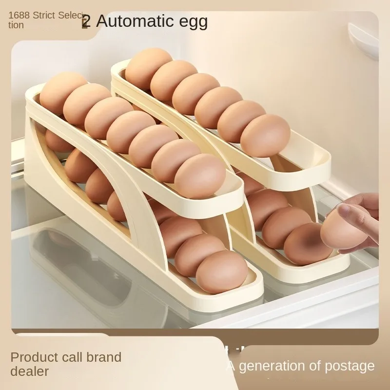 Rolling Egg Dispenser frigorifero organizzatori di uova contenitori scatola di immagazzinaggio portauova a spirale scorrevole automatico Gadget da