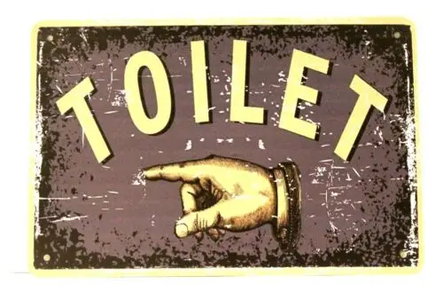 Toilets Toilet This Way Arrow Tin Sign Poster Bar Art Decor Vintage Style Rustic