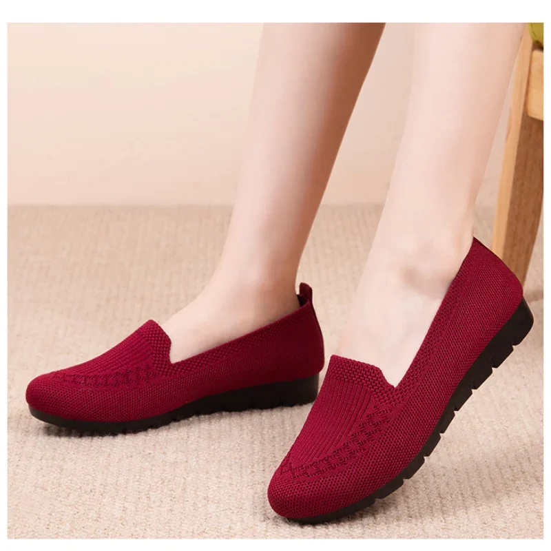 Casual Women\'s Shoes Summer Mesh Breathable Flat  Ladies Comfort Light Sneaker Socks Women Slip on Loafers Zapatillas Muje