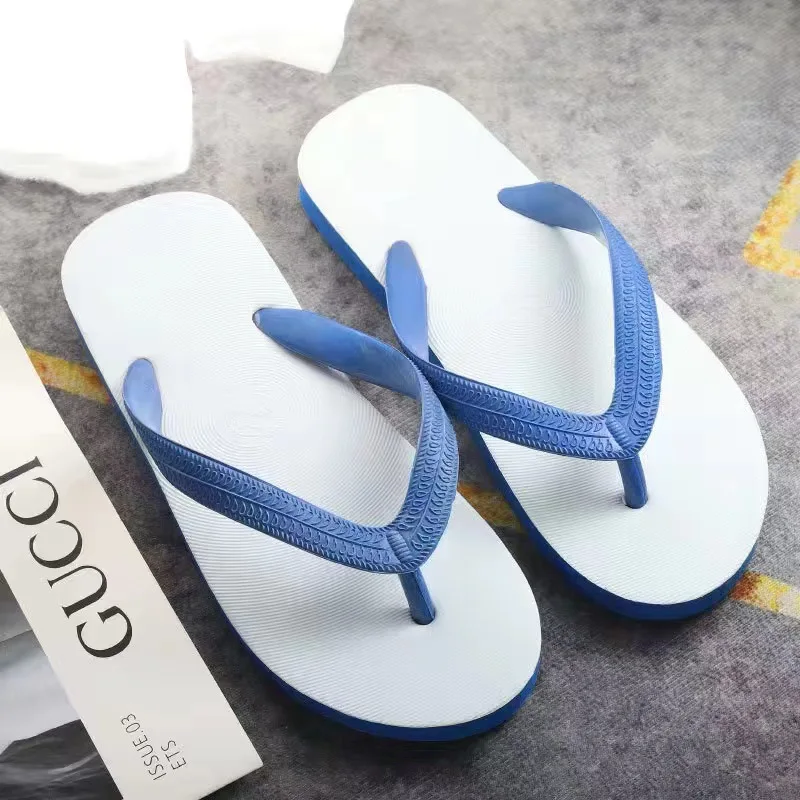 New Fashion Thai Rubber Flip-Flops for Men, Outdoor Wear, Beach Style, Men's Personalized Toe-Post Flat Non-Slip Rubber Slippers