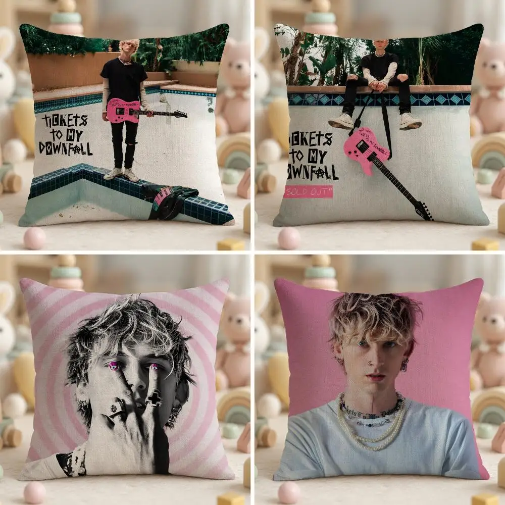 Singer M-Machine Gun Kelly Cushion Cover Wrinkle-Resistant Short Plush Pillow Case Breathable Machine-Washable