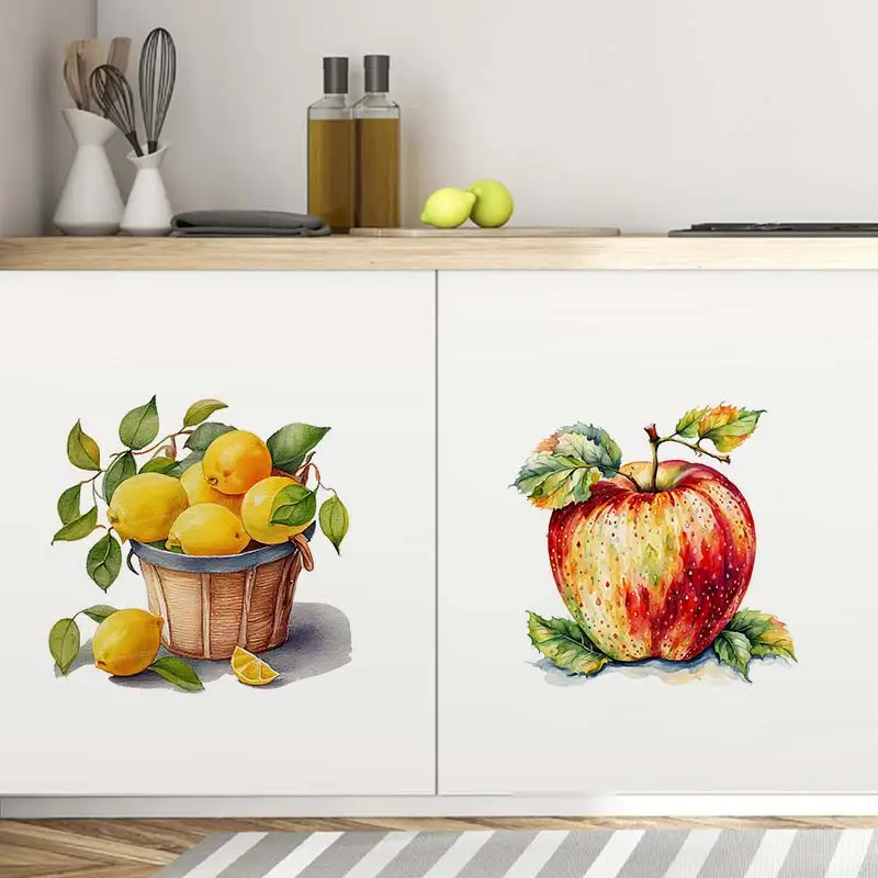 Fresh Lemon Apple Leisure Pastoral Style Home Wall Stickers Waterproof Refrigerator Decals Home Decor Decals  S393