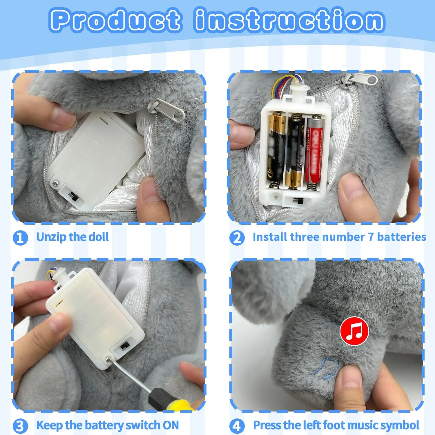 طفل التنفس مهدئا الفيل أفخم دمية لعبة رفيق الموسيقى والدمية الخفيفة الحسية محشوة ألعاب الدمى هدية مريحة للأطفال #5