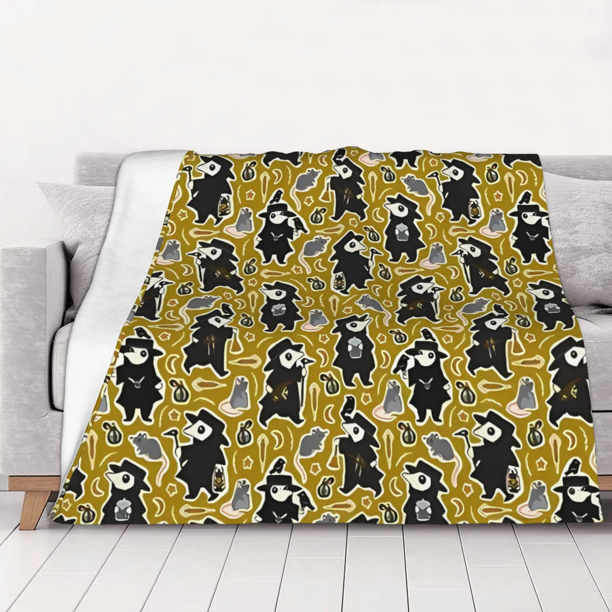 1PC home Cute Room Decor Cute Blanket Throw Blanket Plague Doctor Novelty Warm Blanket All Season