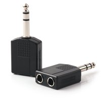 6.35mm 1/4 inch Mono/Stereo Audio Jack Plug Adapter to Dual 6.35mm 1/4 inch Jack Headphone Microphone Y Splitter Converter