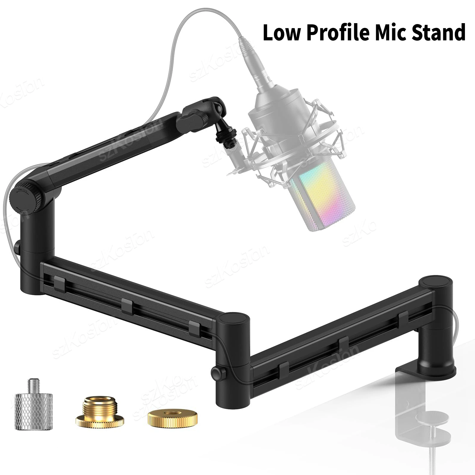 Profession Low Profile Microphone Boom Arm Recording Studio Adjustable Microphone Stand for SM7B MV7 AM8 K688 HyperX QuadCast