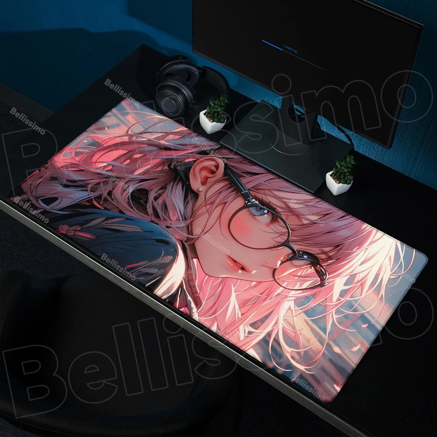 

Premium Rubber Mouse Pad Anime Glasses Girl Mousepad Laptop Colorful Extended Gaming PC Accessory Decoration Keyboard Table Pad