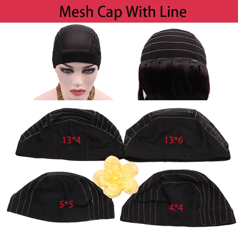 Frontal Wig Cap With Lines For Making Wigs 4Styles 4*4/5*5/13*4/13*6 Beginner Mesh Wig Caps With White Line For Making Lace Wigs