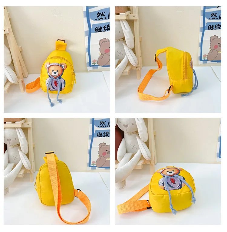 Cute Children's Nylon Chest Bag Cartoon Dressing Bear Boys Kids Shoulder Bag Baby Girls Travel Messenger Bags Purse Handbags