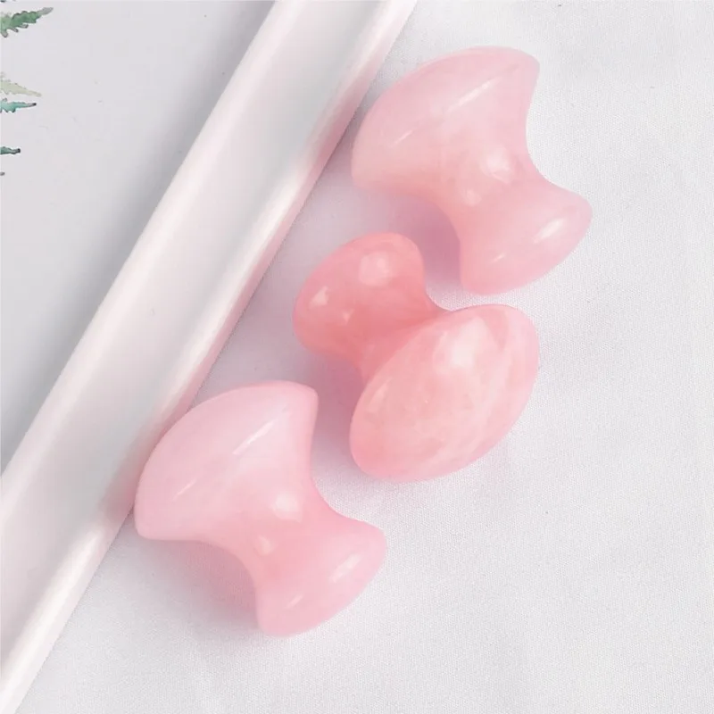 1pc forma de cogumelo guasha massagem facial relaxar ferramenta de cuidados com a pele rosa quartzo face lift remover rugas massageador manual portátil