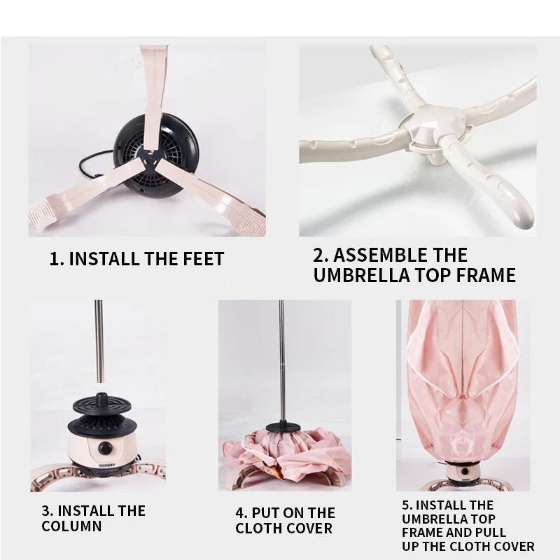 Portable Electric Ventless Timing Clothes Dryer Foldable Quick Dry Warm Air Drying Machine Shoes Dryer Household Waterproof Mute