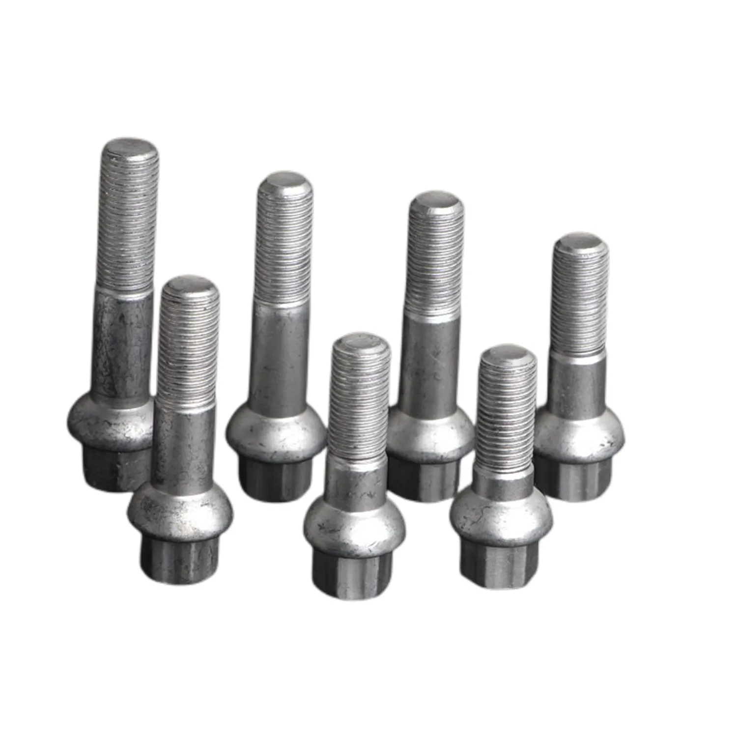 55mm Extended Wheel Lug Bolts Screw Of Thread M14x1.5 Ball Seat Chrome Finish Designed For European Cars