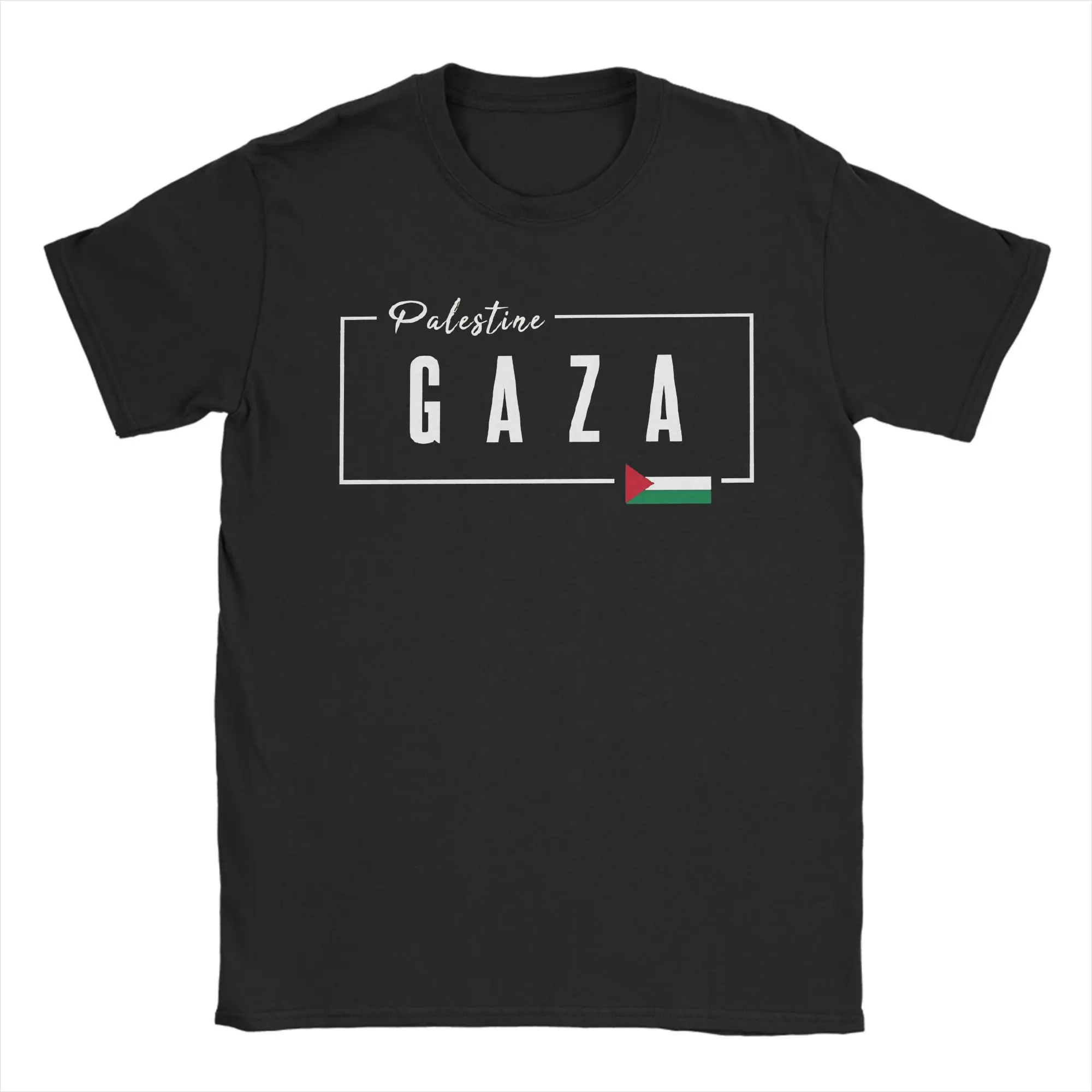 Gaza Palestine Flag  T Shirts Men's  Pure Cotton Novelty T-Shirt Round Collar  Tee Shirt Short Sleeve Clothing Gift Idea
