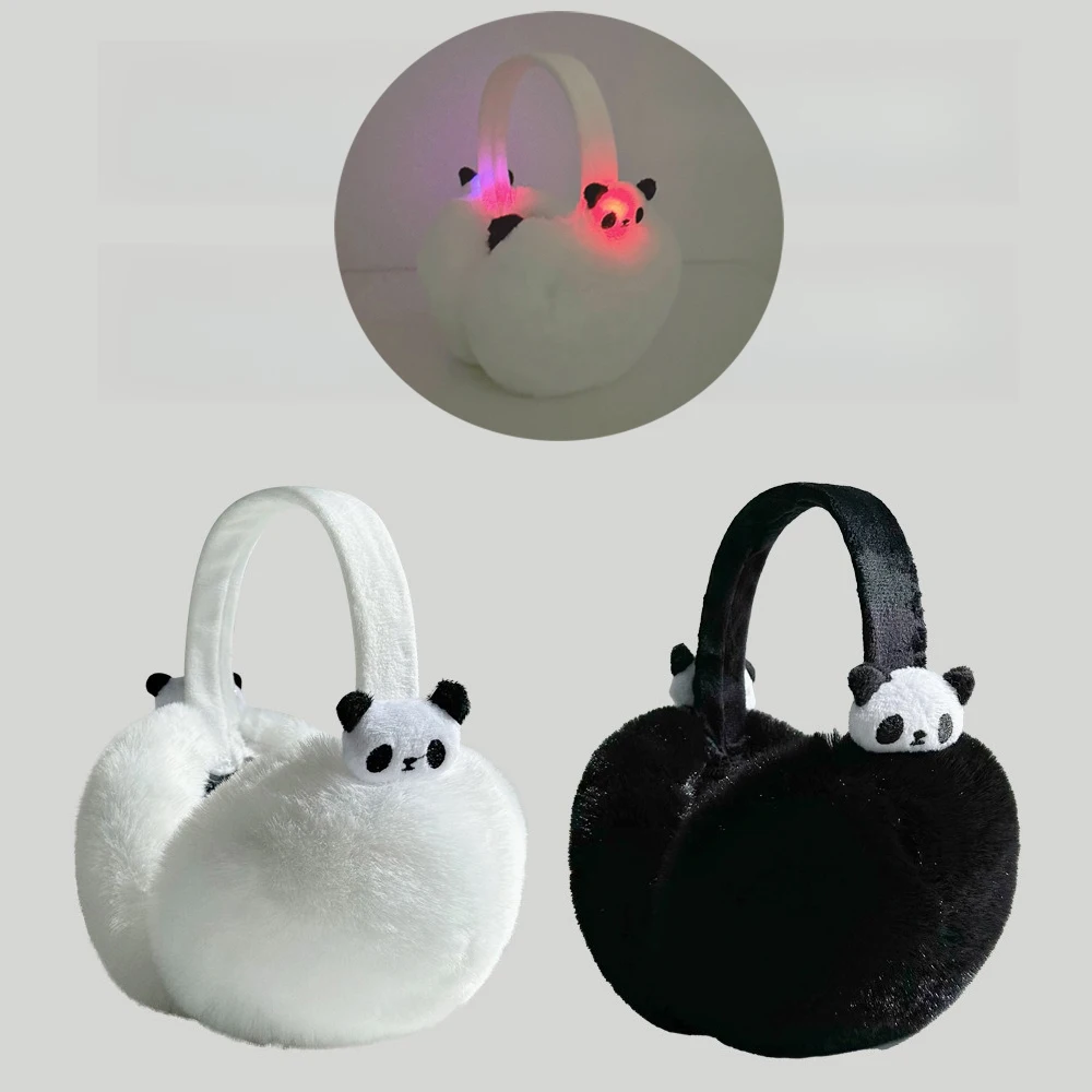 

New Glowing Panda Earmuffs Fashion Cute Foldable Windproof Warm Earmuff Winter Gift for Girlfriend Panda Lovers