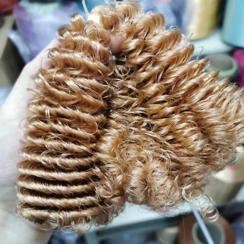 30g New Fashion Doll Rice Brown Curly Saran Wig for 1/3 1/4 1/6 BJD Doll Toy Accessories for Doll Hair Curly Saran Wavy Wig Hair