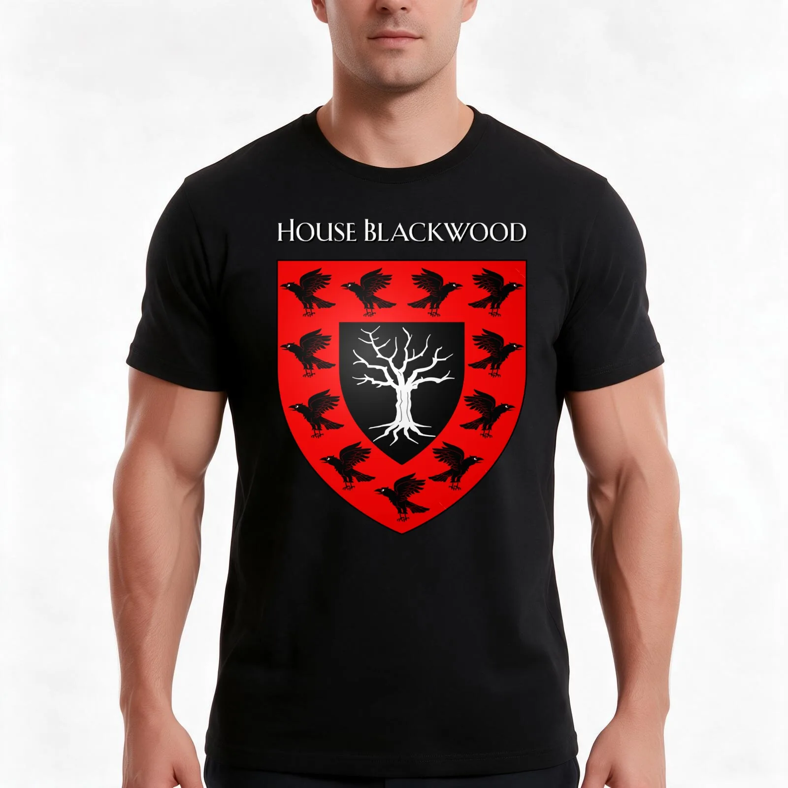 House Blackwood Coat of Arms Heraldry Sigil T-Shirt Summer Casual Cotton Tee Oversized Streetwear Tops Vintage Graphic Print