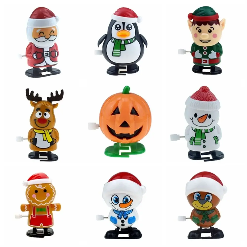 Série de natal wind-up saltando elk boneco de neve relógio de natal dos desenhos animados papai noel andando ornamento de natal