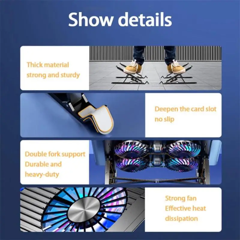 Foldable Laptop Holder Stand Cooling Pad Table Bracket With Radiator Silent Fan Notebook Accessories