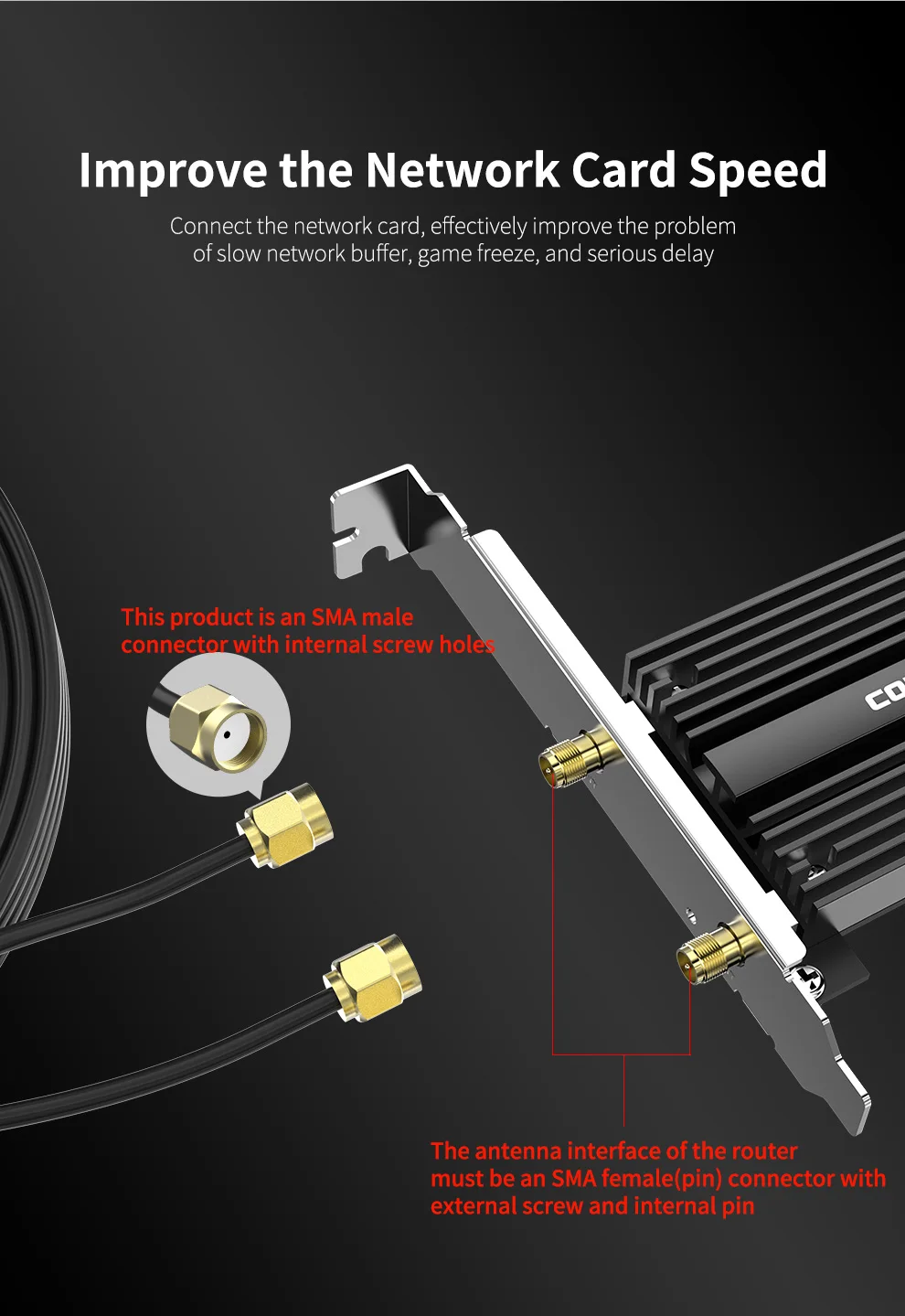 High Gain Extend Base Wifi Antenna 2.4G/5Ghz SMA Port Omnidirectional 1.2M Extension Antenna for AX210/200 Router /PCI-E Adapter