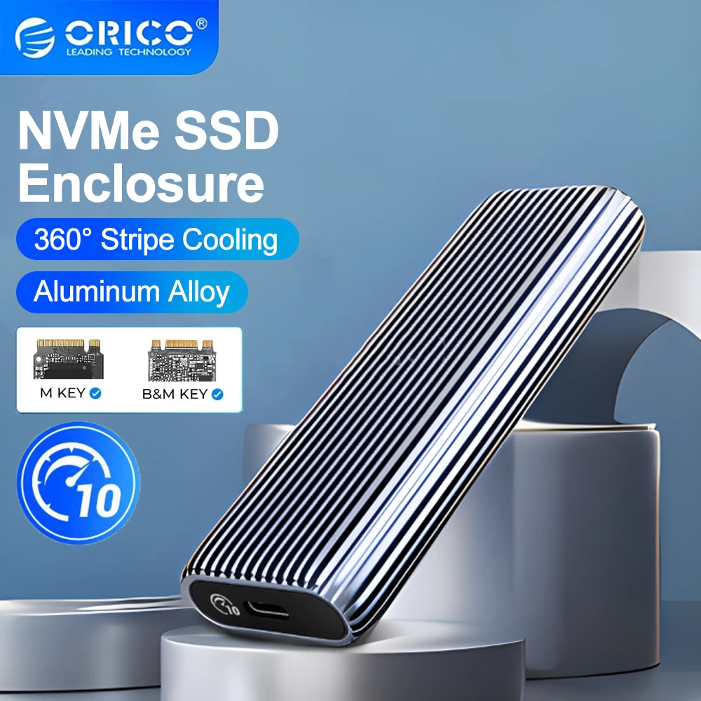 

ORICO Aluminum M2 NVMe SSD Enclosure 10Gbps PCIe Type C M.2 SSD Case NVMe M Key Solid State Drive Case Support UASP Tool Free