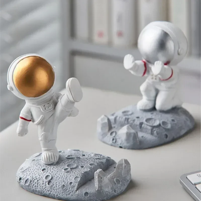 Nordic Astronaut Phone Stand Holder - Resin Spaceman Desk Decor for Office Home, Cute Mobile Holder with Non-Slip Base, image 5