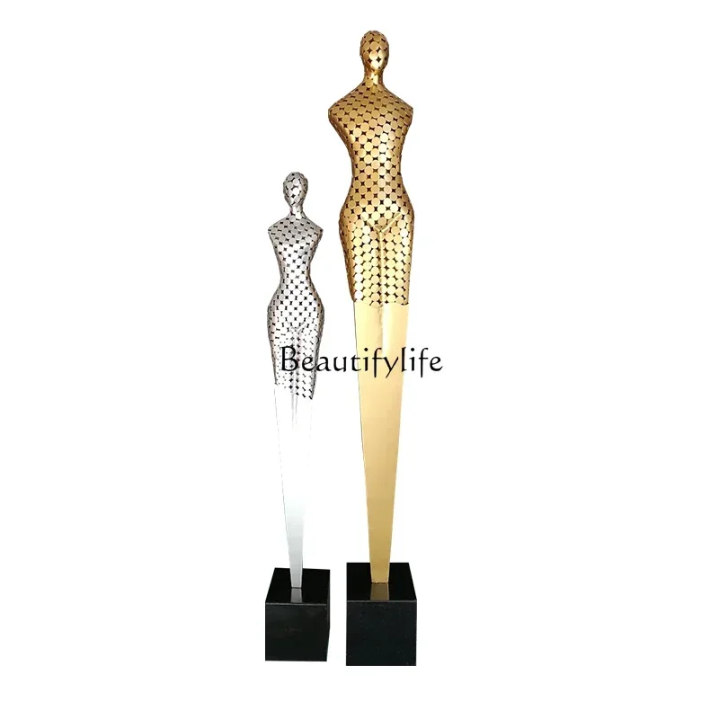 02 ls 18Hotel lobby human sculpture modern simple abstract handicraft decorative floor ornament