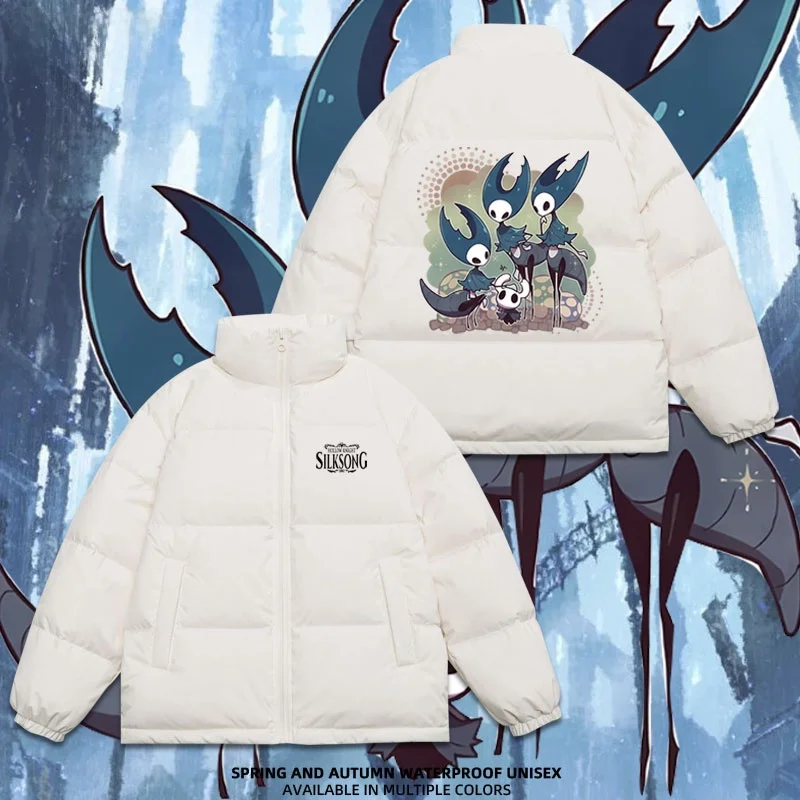 

Осенне-зимняя куртка-пуховик свободного кроя в стиле Hollow Knight, тематическая уличная одежда, из полиэфирного волокна, для активного отдыха