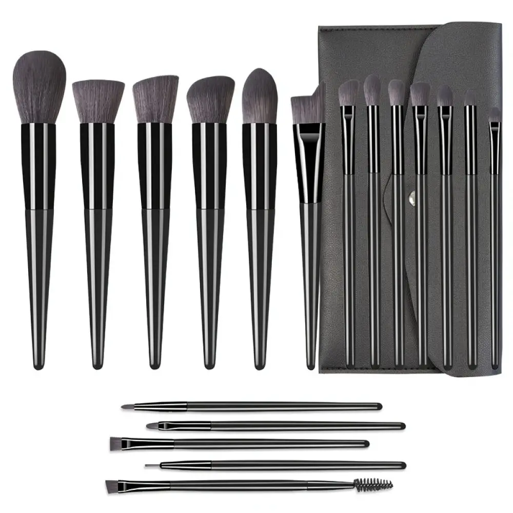 Professional Beauty Brush Kit Premium Synthetic Hair Foundation Eyeshadow Powder Blush Contour Cosmetic Tools Wood Handle