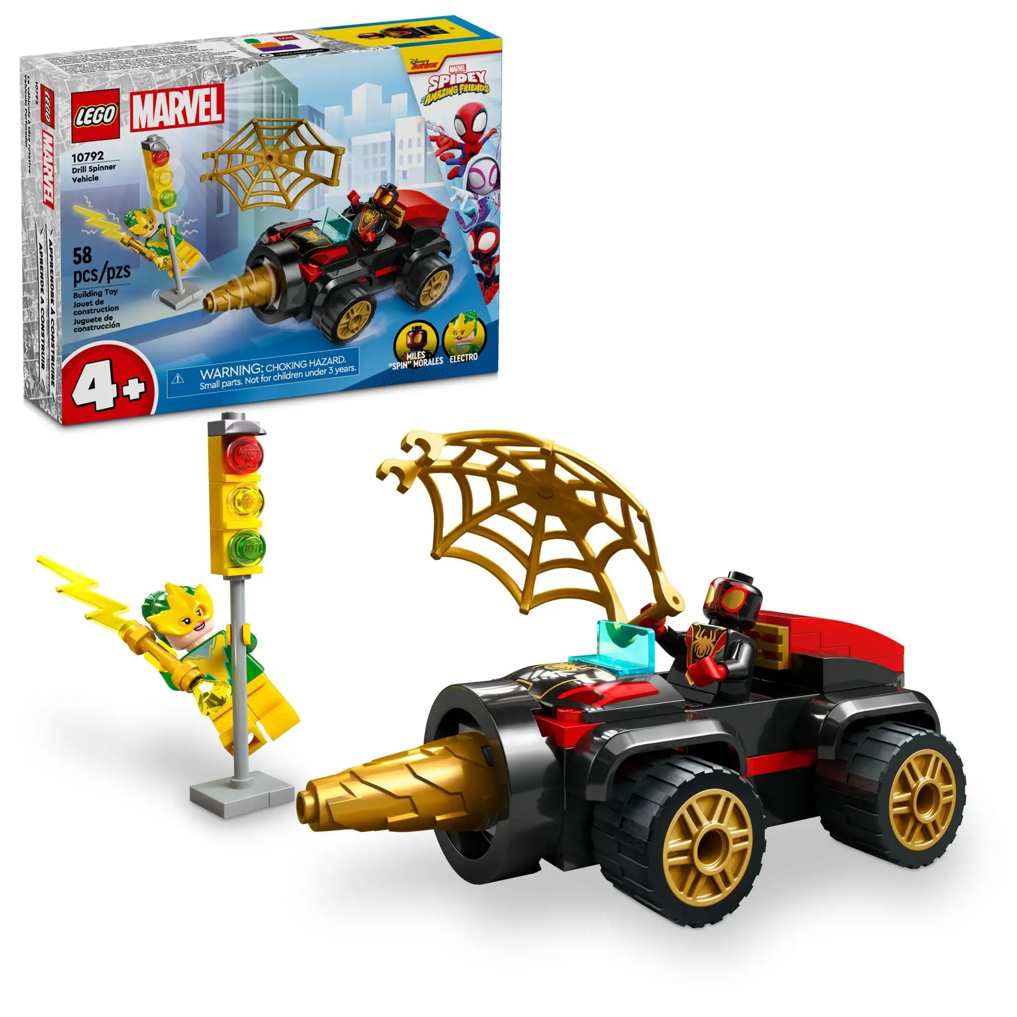 

LEGO Marvel Drill Spinner Vehicle Miles Morales Spin Car with 2 Minifigures Spidey and His Amazing Friends Spider-Man Toy 10792