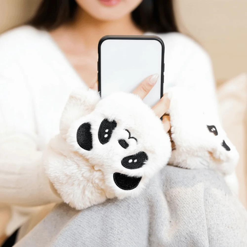 Dual-sided Heating Rechargeable Heated Gloves No Glove Removal Intelligent Temperature Control Cartoon Hand Warmer 2in1