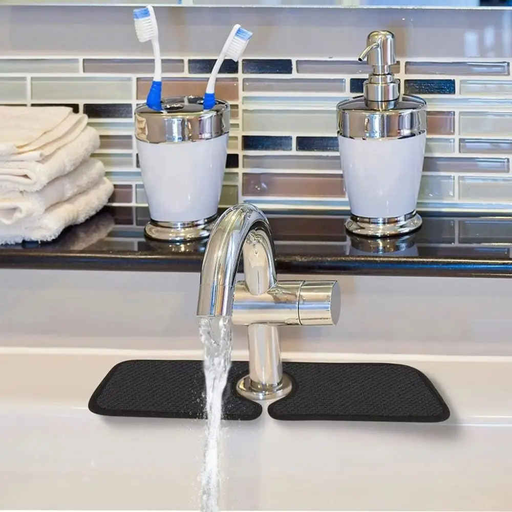 

Microfiber Faucet Splash Catcher Contoured Shape Absorbent Pad Absorbent Mat Dish Drying Pads Wraparound Design