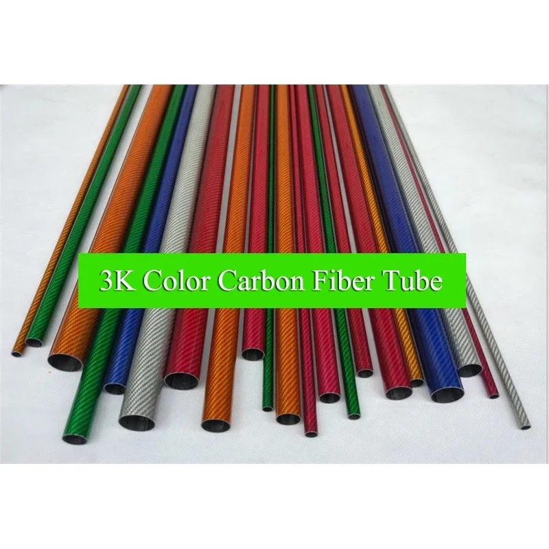 

2 Pcs 10-30MM 3K Color True Carbon Fiber Tube High Composite Hardness Material Smooth Surface Blue Red Green Yellow Length 500mm