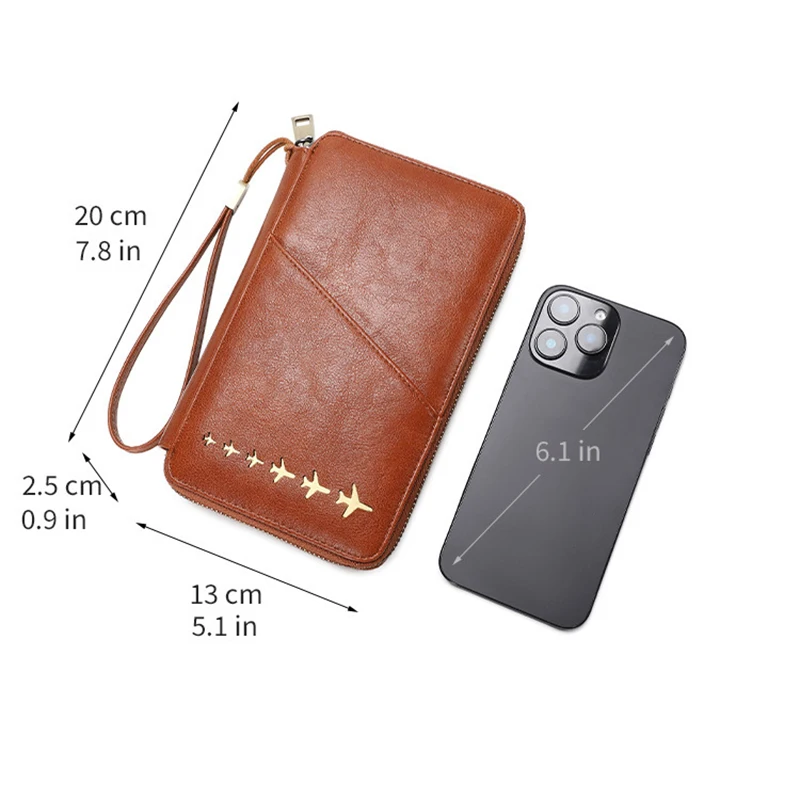 Trendy Airplane Design RFID Blocking Passport Wallet Long Zipper Travel Document Case Fashion Passport Holder 2026 New Arrival view 6
