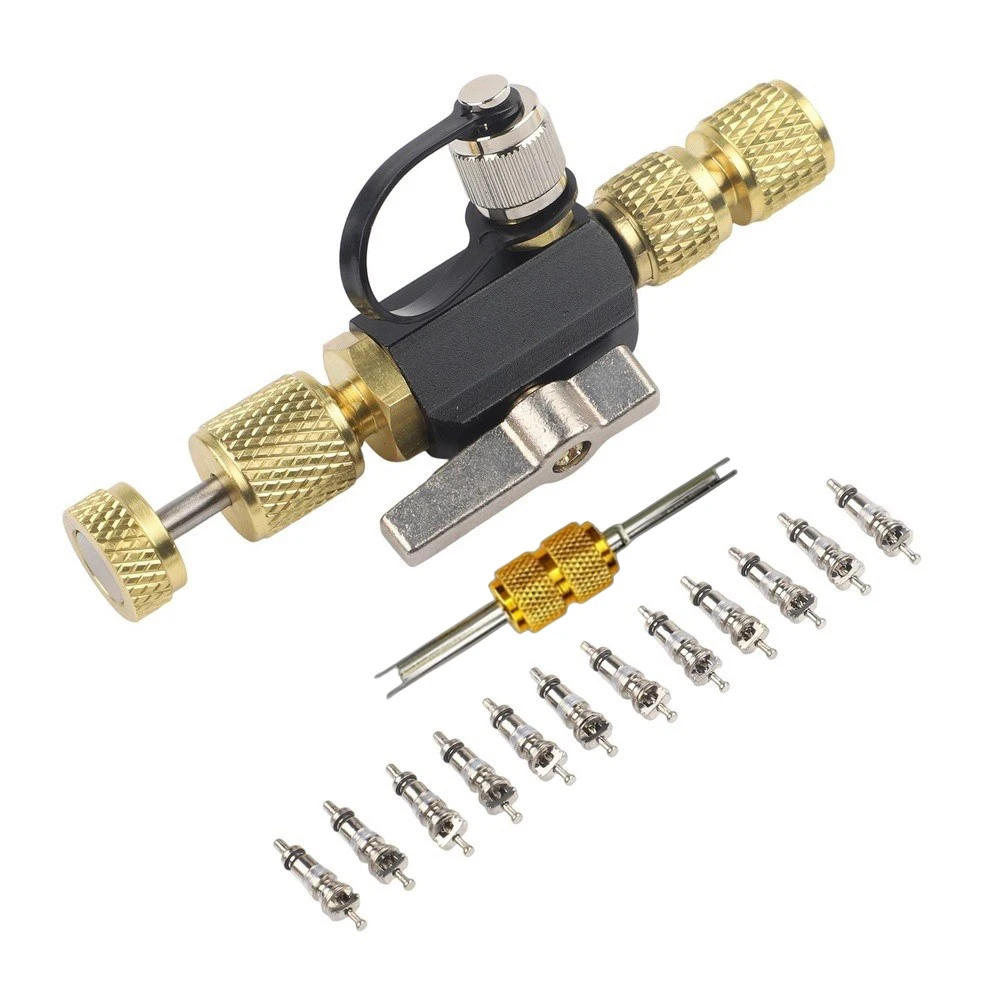 1/4 5/16 Inch Valve Core Removal Tool 20 Microns Vacuum Rated Brass HVAC R410A  Air Conditioning Refrigeration Repair Tool