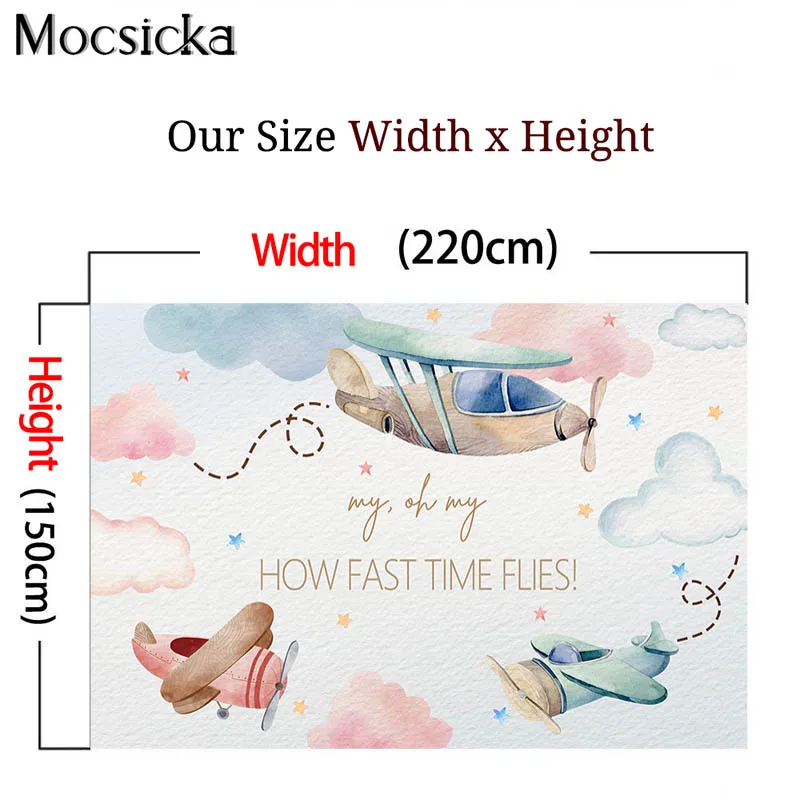 Vintage samolot przygoda temat płeć odsłonić fotografia tło różowe lub niebieskie chmury tło tort na przyjęcie brzuszkowe stół Banner