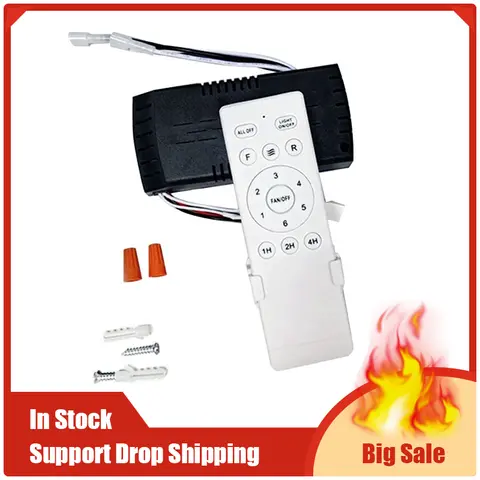Universal Ceiling Fan Remote Control Kit Replacement, 6-Speed & Timing, Remote Replacement For DC Ceiling Fan Light