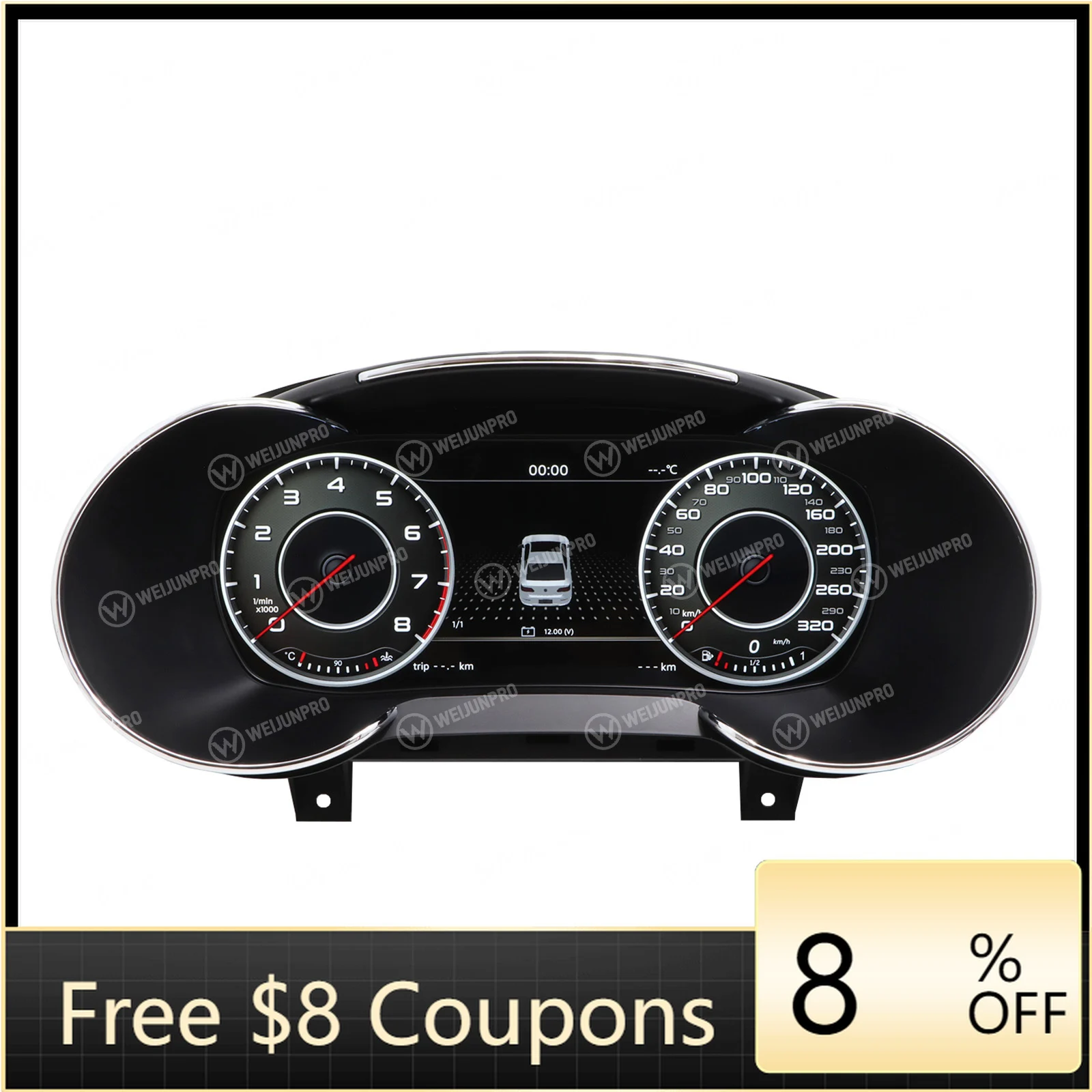 

WEIJUNPRO 12.3 Inch Linux Car Auto Meter Speedometer Panel Digital Dashboard Instrument Cluster for A3 2014-2020 DVD Player