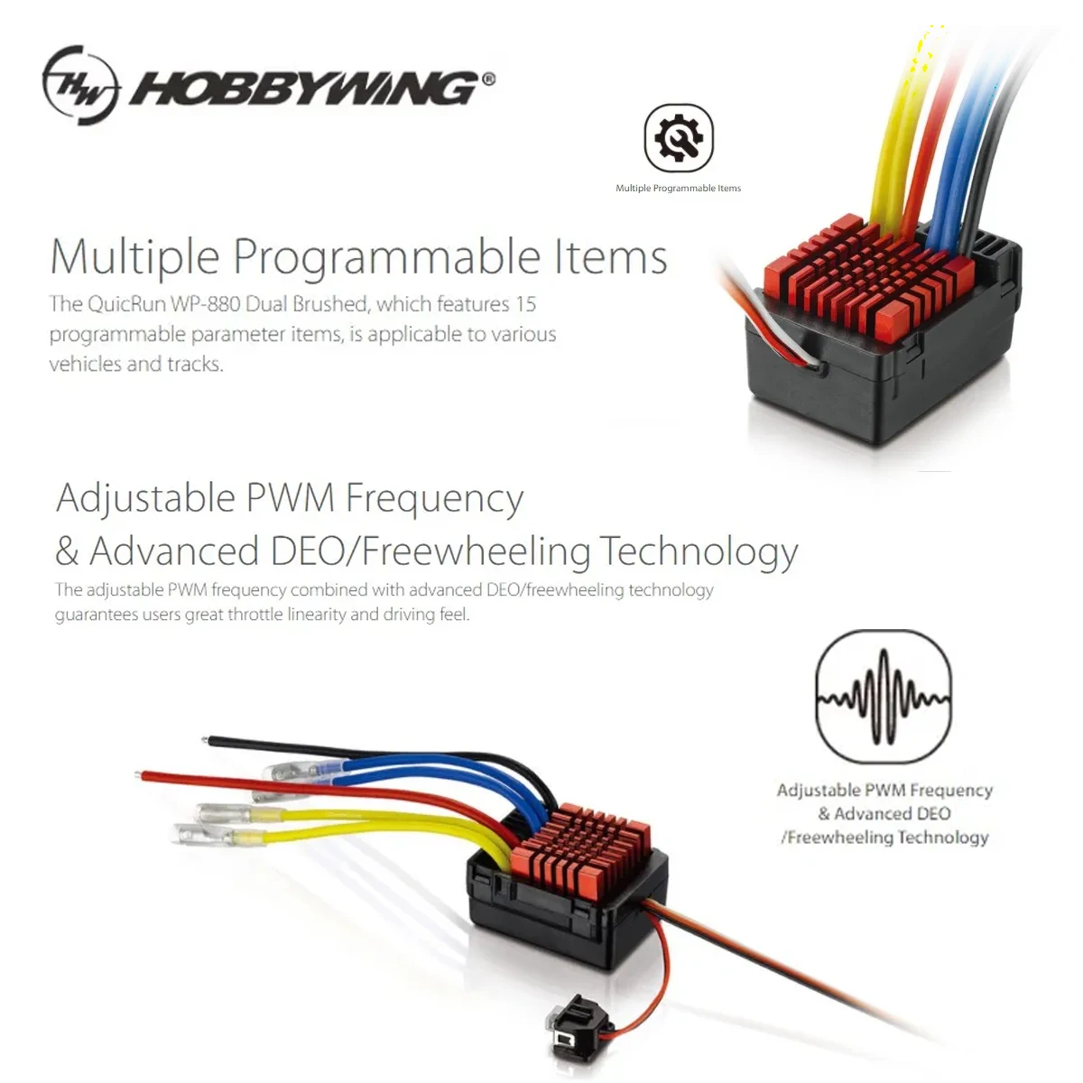 

Hobbywing QuicRun WP 880 80A двойной матовый ESC 2-4S LiPo водонепроницаемый регулятор скорости ESC для 1/8 1/10 RC гусеничный автомобильные детали