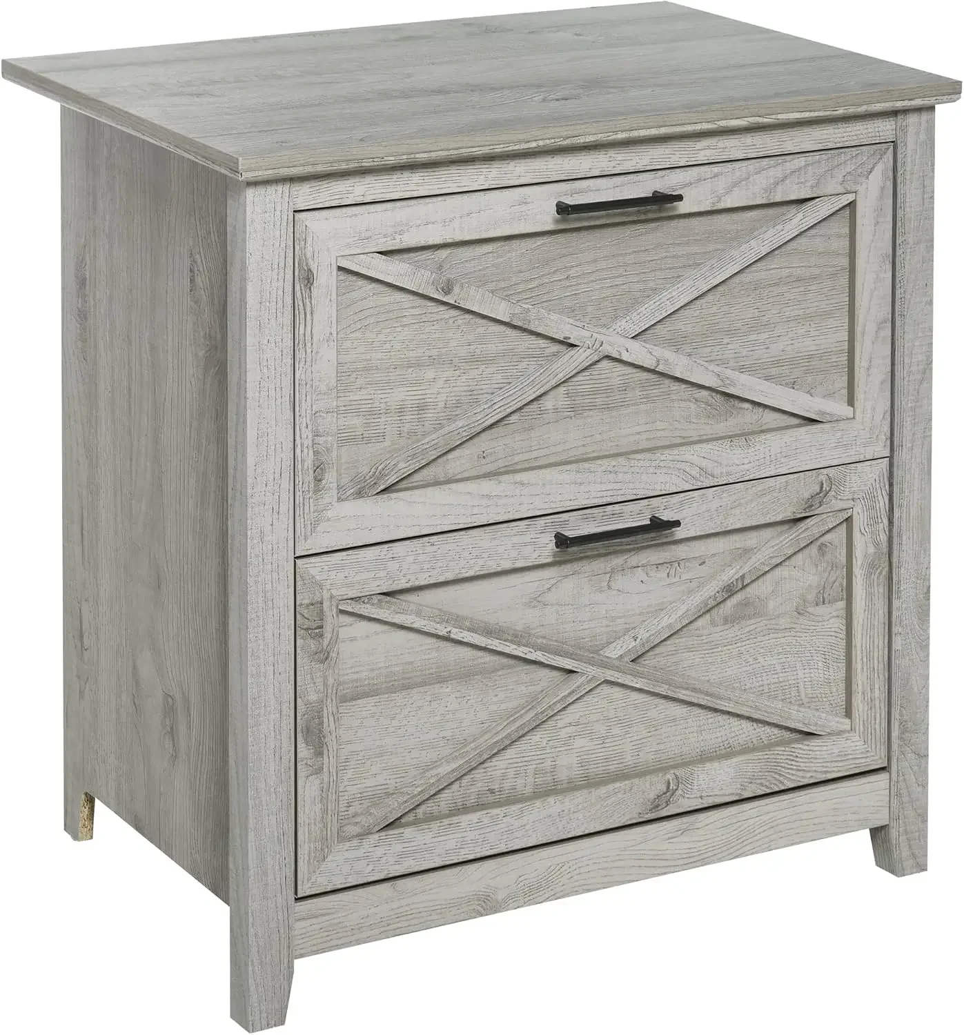 Retro Filing Cabinet with 2 Drawers, File Cabinet with Hanging Bars for Letter and Legal Size Document, Grey