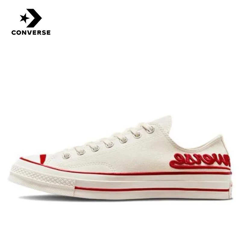 

Классические модные износостойкие холщовые туфли Converse 1970s с низким вырезом для мужчин и женщин белого и красного цвета