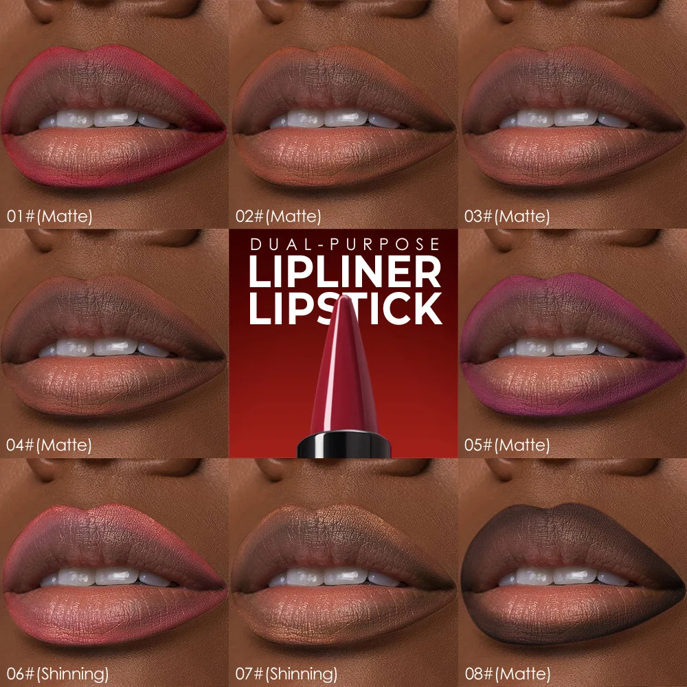 Rotatable Matte & Shimmer Lipstick Pen Easy To Apply Long‑lasting Waterproof Natural Lip Gloss Lip Makeup Cosmetics