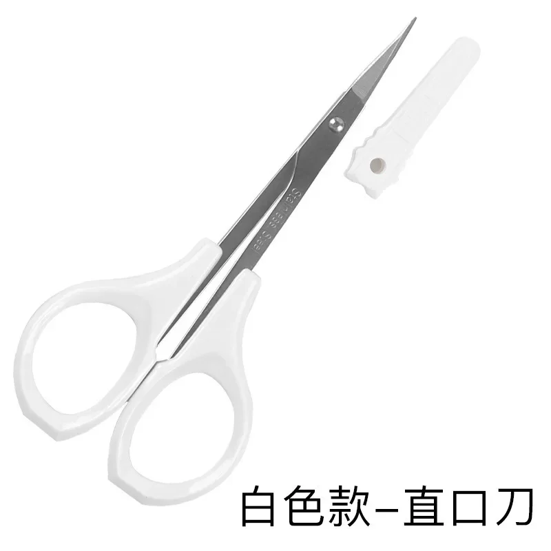 Tijeras de pelo de Nariz de acero inoxidable, codo, cabeza redonda, pelo de nariz oblicuo, tijeras de pelo de nariz con cubierta protectora
