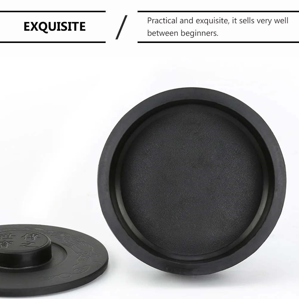 

Chinese Inkstone Exquisite Pattern Imitation Stone Ink Grinding Stone Ink Container Round Traditional Calligraphy Accessory