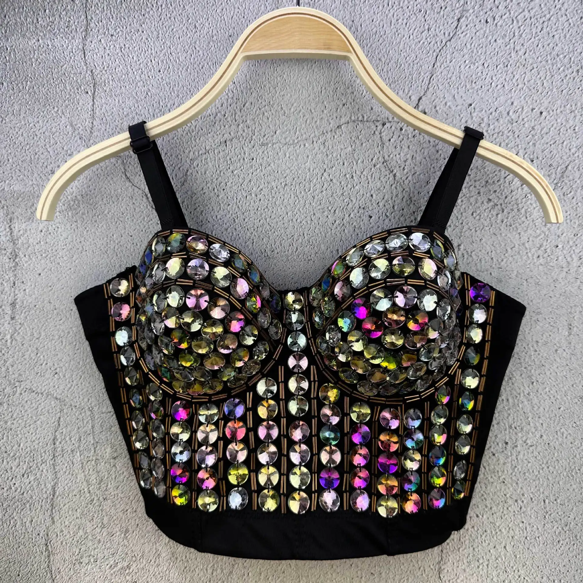 J73 Luxury Beautiful Bras For Girls Women Tops Sweet Memory Acrylic Steel Ring Detachable Shoulder Strap Drill Bra Small Vest