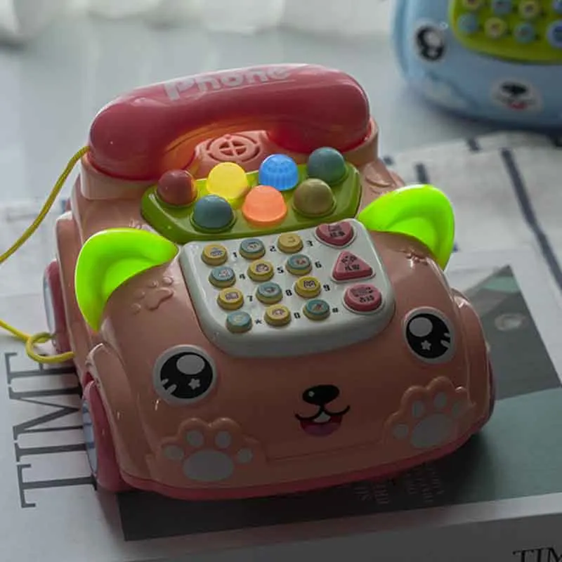 Kinder Schattige Muziek Telefoon Baby 0-3 Jaar Oud Multifunctionele Peuter Pull String Puzzel Vroege Educatie Telefoon Speelgoed