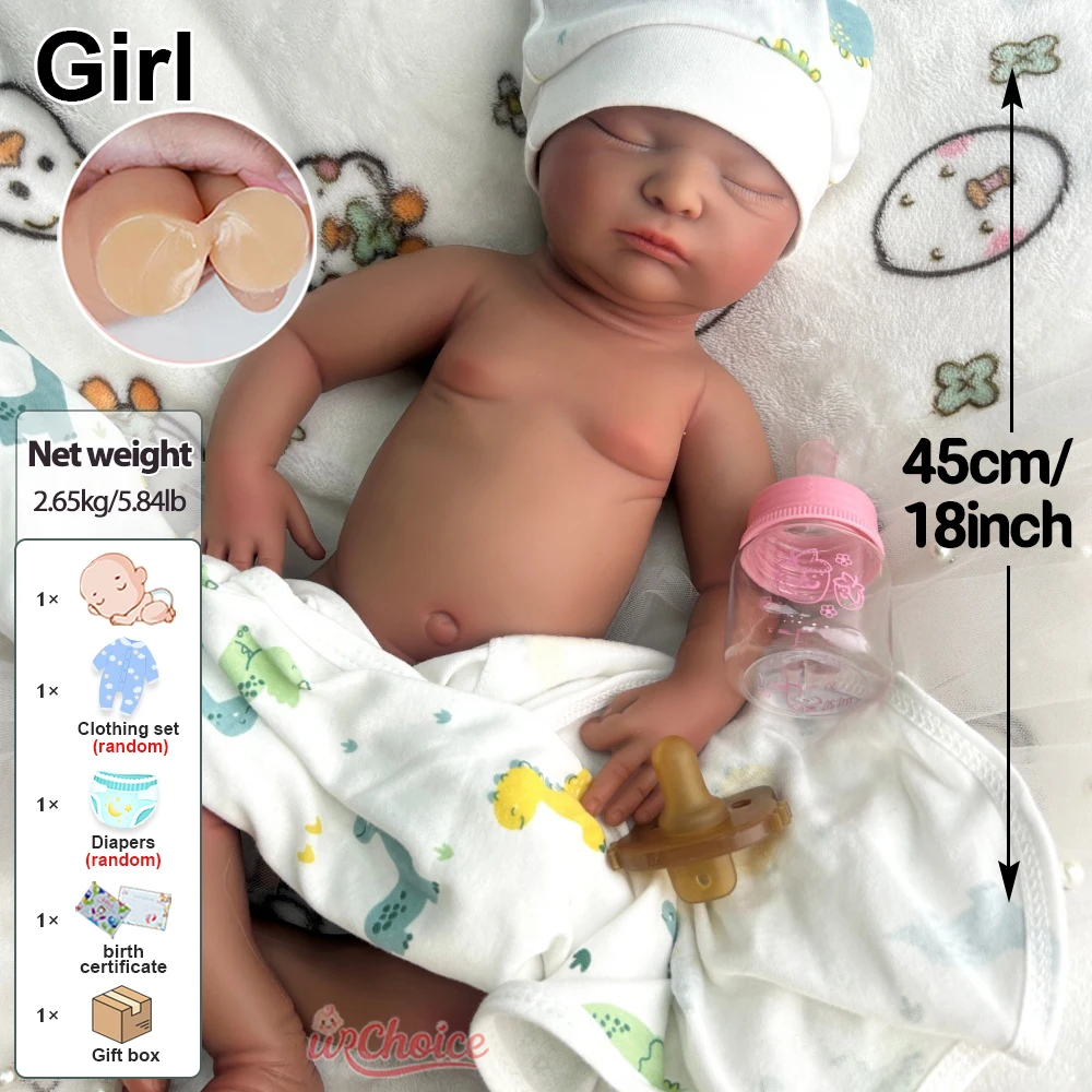 18 pouces de collection en silicone renaissant bébé fille avec poids réaliste et détails poupée bouche ouverte conçue pour les collectionneurs